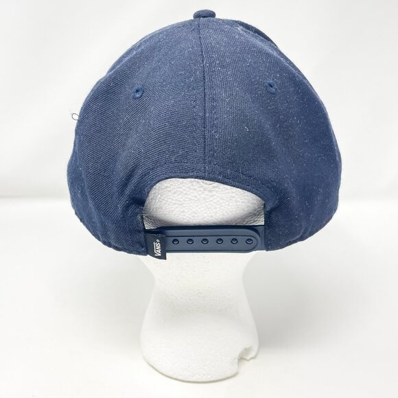 Vans "Allover It" Snapback Hat Navy Maroon Tan 6-Panel Cap Vegan Leather Patch - Picture 6 of 8